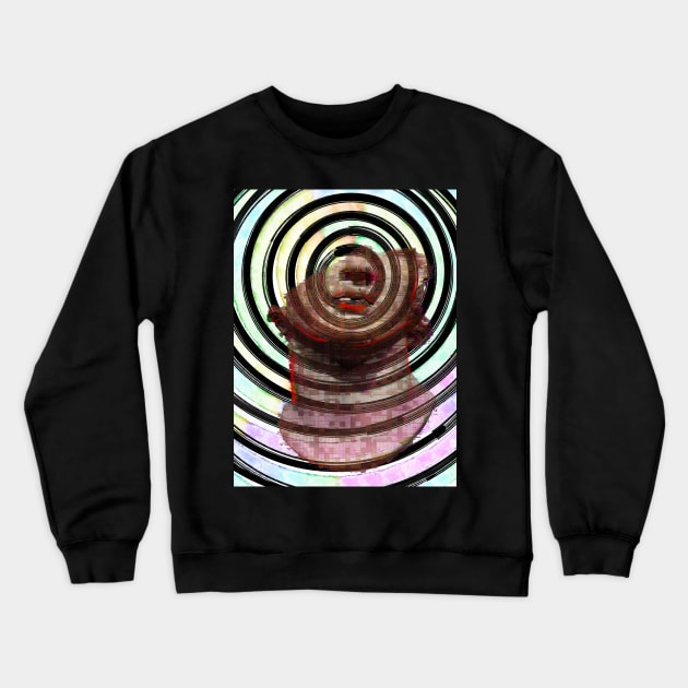 Spiral Glitch Art with Face Crewneck Sweatshirt by Punderstandable